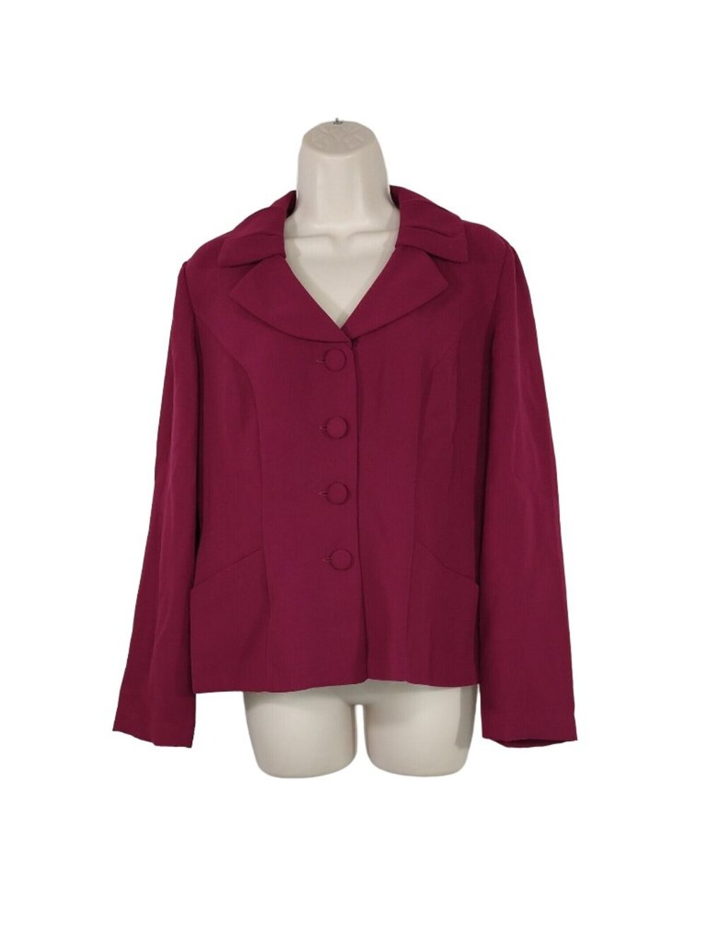 Dana Kay Blazer Jacket Covered Button Up Women Size 8 Purple Long Sleeve Pockets